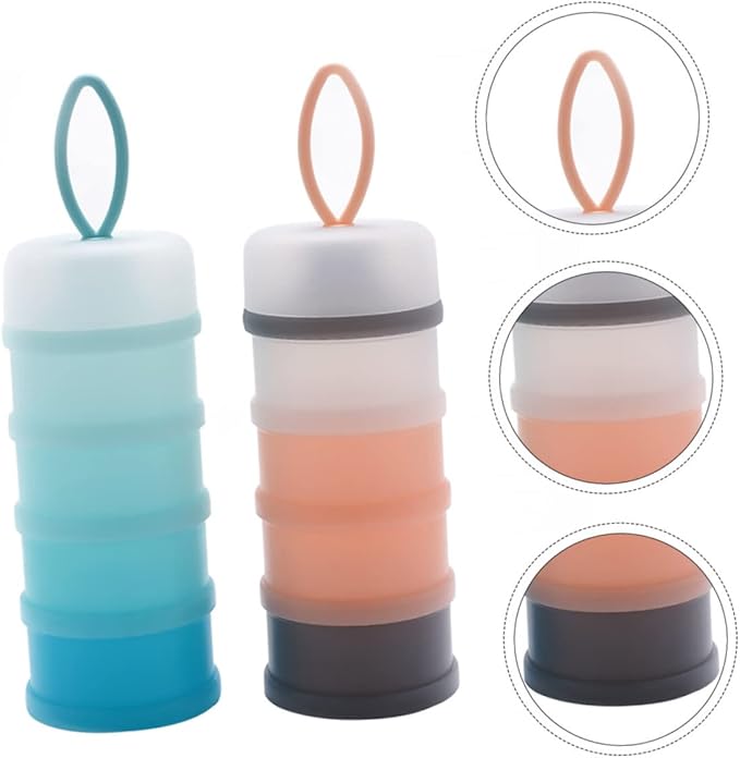 Kisangel Baby Formula Dispenser 2Pcs Portable Milk Powder Storage Box Stackable Travel Container with Detachable Compartments 7.5X3X3 Inches