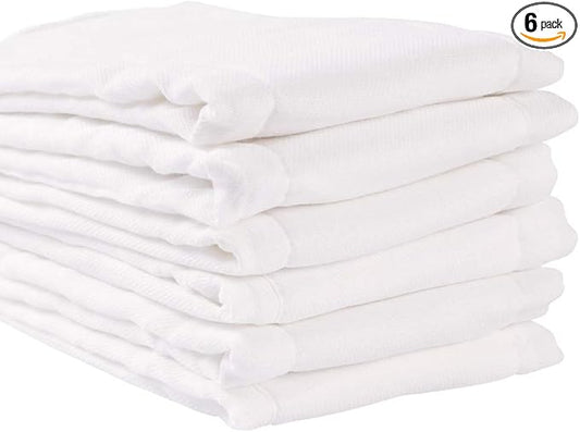 Fasoar Cotton Prefold Cloth Diapers - 100% Unbleached Premium Cotton, 6 Ply Baby Washable Diapers for Babies to Toddlers Multi-Use (10-35 lbs)(6ply 6 Count 01)