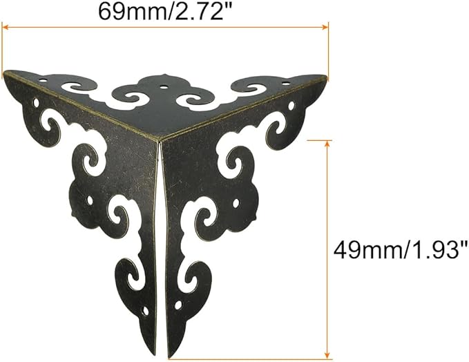 uxcell 20 Pcs Decorative Box Corner Cover, 49mm Metal Edge Guard, Furniture Corner Edges Protector with Screws, Bronze