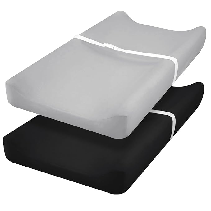 PHF P 2 Pack Baby Changing Pad Covers Grey & Black US