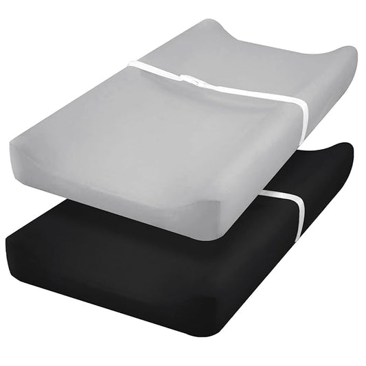 PHF P 2 Pack Baby Changing Pad Covers Grey & Black US