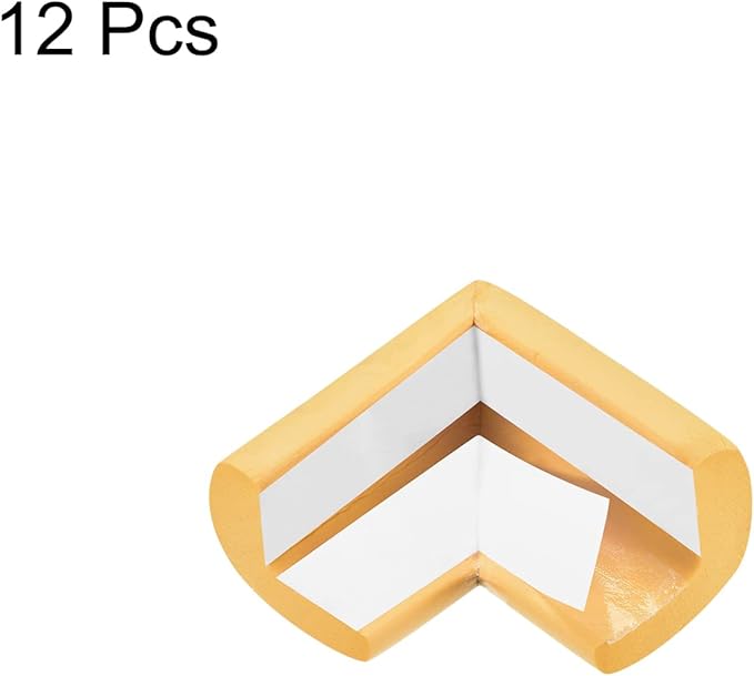 uxcell Corner Guards Edge Protectors, 12Pack Foam Safety Bumper L Shape, 55mm/2.16"(L) for Furniture Corner Table Edge Guard, Wood Color