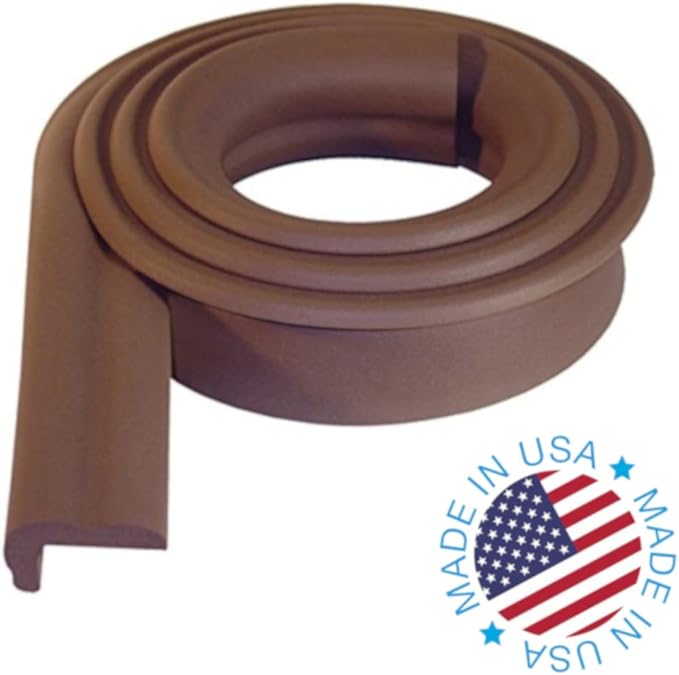 Kidkusion Jumbo Edge Cushion | Made in USA | 6 Ft | Brown | Child Safety Edge Guard, Babyproof Furniture Bumper
