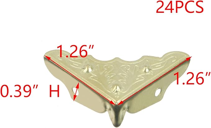T Tulead Golden Corner Protectors 1.26-Inch Corner Bracket Box Corner Guard Protector Furniture Decorative Corner Guard Pack of 24 with Mounting Screws