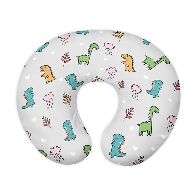 Jeiento Cute Dinasaur Nursing Pillow Covers Newborn U-Shaped Breastfeeding Pillowcase Cushion Cover Ultra Soft Positioner Case for Nursing Pillow