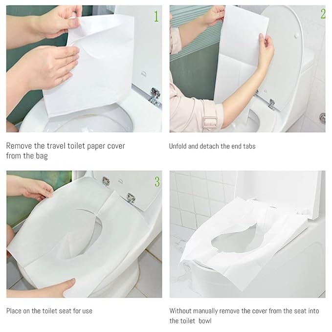 Toilet Seat Covers Disposable, 50-Count Flushable Paper Travel Toilet Seat Covers for Adults and Kids Potty Training, Great Biodegrable Accessories for Public Restrooms, Airplane, Camping