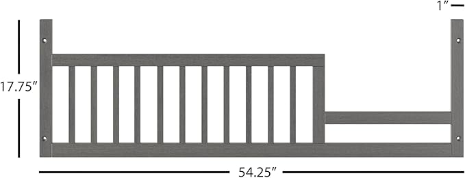 Child Craft Toddler Bed Guard Rail Converts Denman 4-in-1 Convertible Crib into Toddler Bed, Made of Pinewood, Non-Toxic Finish (Midnight Gray)