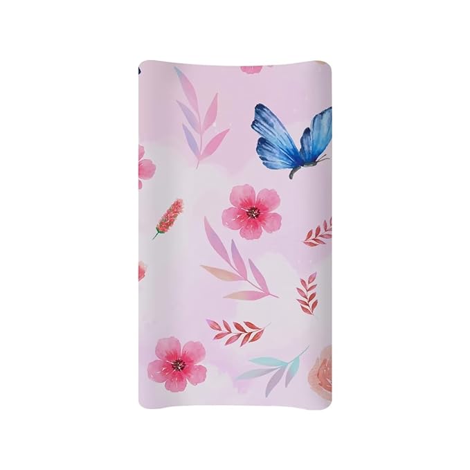 Butterfly Wild Floral Baby Diaper Changing Table Sheets Jersey Knit Breathable Changing Table Pad Cover for Infants Toddles 16 * 32 Inches
