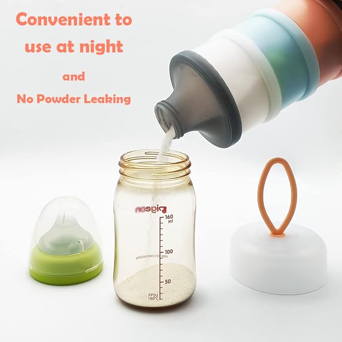 Baby Formula Dispenser, Formula Container, Portable Milk Powder Container, Non-Spill Stackable Baby Snack Storage Container, Baby Feeding Travel Storage Container, BPA Free, 4 Layers 2 Packs