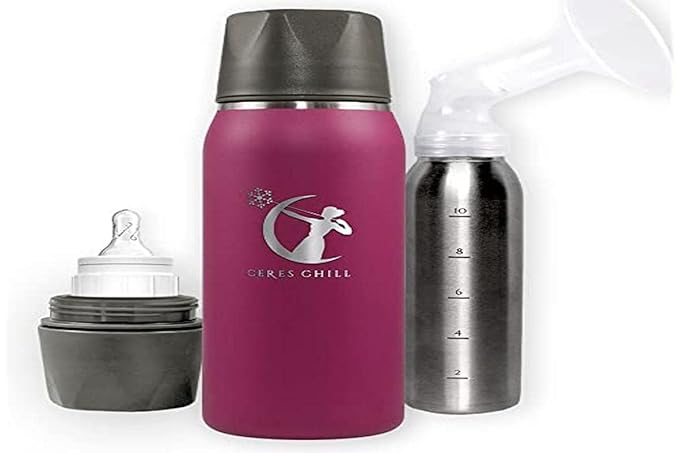 Ceres CHILL OG Breastmilk Chiller & Warmer – 12–34oz Portable Breast Milk Cooler, Storage & Baby Bottle for Travel, Work or On-The-Go – Pump Compatible Container – Don’t Call Me Hon, Plum