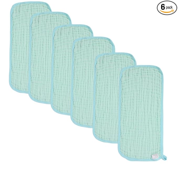 norinori Baby Burp Cloths Muslin Washcloths 6Pack - Muslin Burp Cloths Large 20''x10'' Extra Soft Absorbent Baby Burp Rags for Newborn 100% Cotton for Boys Girls Gift 6 Layers Machine Washable