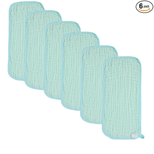 norinori Baby Burp Cloths Muslin Washcloths 6Pack - Muslin Burp Cloths Large 20''x10'' Extra Soft Absorbent Baby Burp Rags for Newborn 100% Cotton for Boys Girls Gift 6 Layers Machine Washable