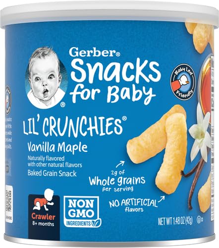 Gerber Snacks for Baby Lil Crunchies Vanilla Maple, 1.48 Oz Can (Pack of 2)