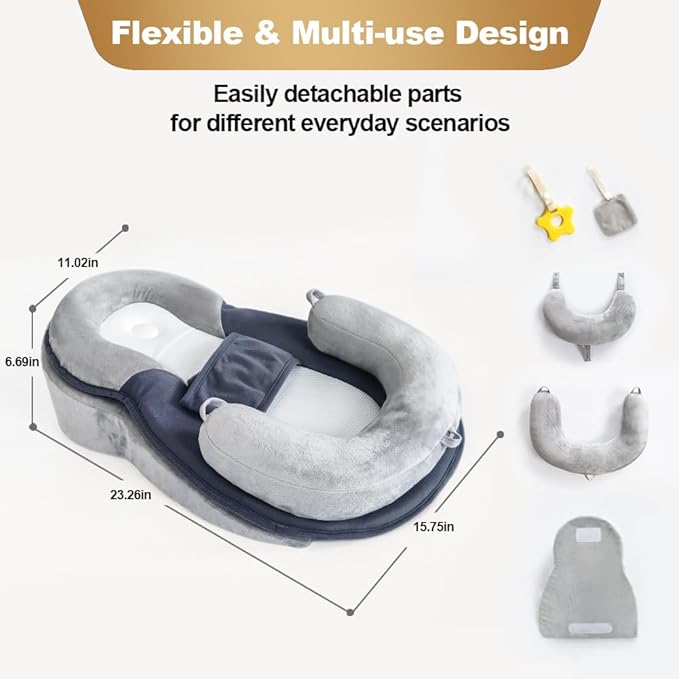 Baby Feeding Pillow, Anti Overflow Breast Feeding Pillow, Baby Lounger & Tummy Time Mat, Detachable Design