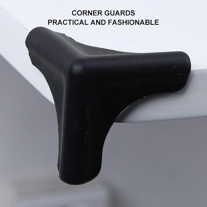 4PCS Baby Corner Protector Guards, Triangle Shape Silicone Anti Collision Corner Edge Protectors Corner Cushion for Living Room Table, Range Hood(Black)