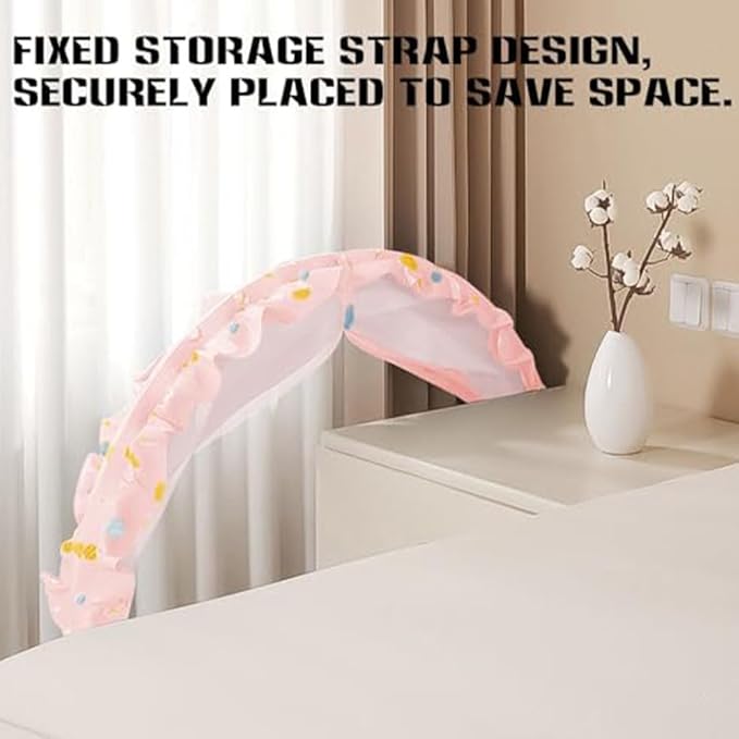 Mosquiteros para Cunas De Bebes,Portable Folding Mosquito Net for Stroller,Breathable Foldable Cots Bottomless Crib Net Sun Sheltert(Pink, 50”x26”x28”)
