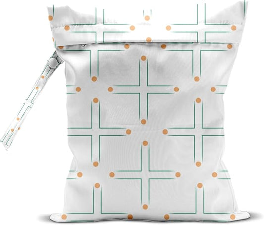 Wet Bag, Wet Dry Bag, Waterproof Swim Bags, Machine Washable Reusable Bags for Beach, Pool, Diapers, and Dirty Yoga Gym Clothes(Clean Cross Grid Design)