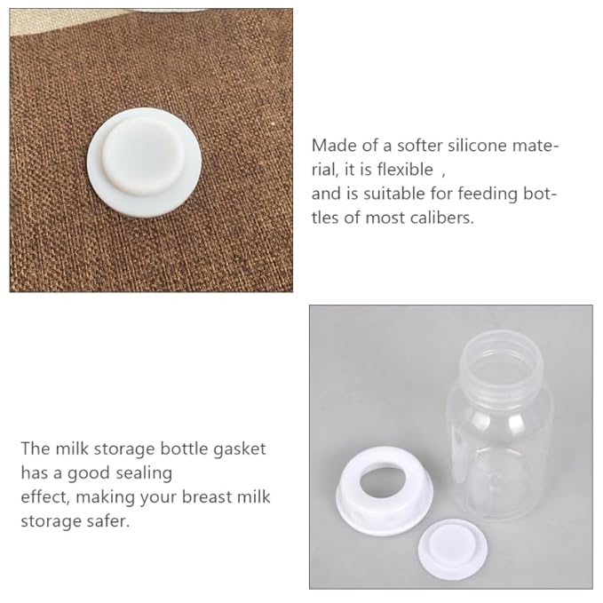 TOYANDONA 10Pcs Silicone Replacement Gaskets for Milk Storage Bottles Leak-Proof Seal Rings Flexible High-Temperature Resistant Pads for Standard Bottle Mouths