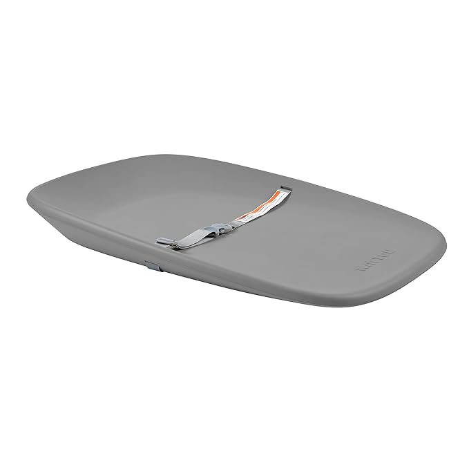 Nattou Softy Changing Pad w/Belt- Wipeable Baby Changing Mat- Durable, Water-Resistant, Cocoon Shape with Honeycomb Bottom Grips BPA-Free, Assimilates Room Temperature - Grey