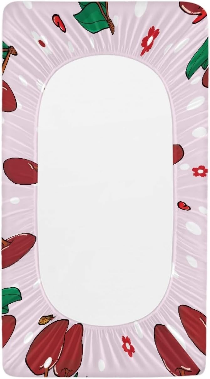 Changing Pad Cover, Cherry with Floral Print Soft Breathable Diaper Changing Table Cover for Baby Boys Girls, Changing Pad Sheets