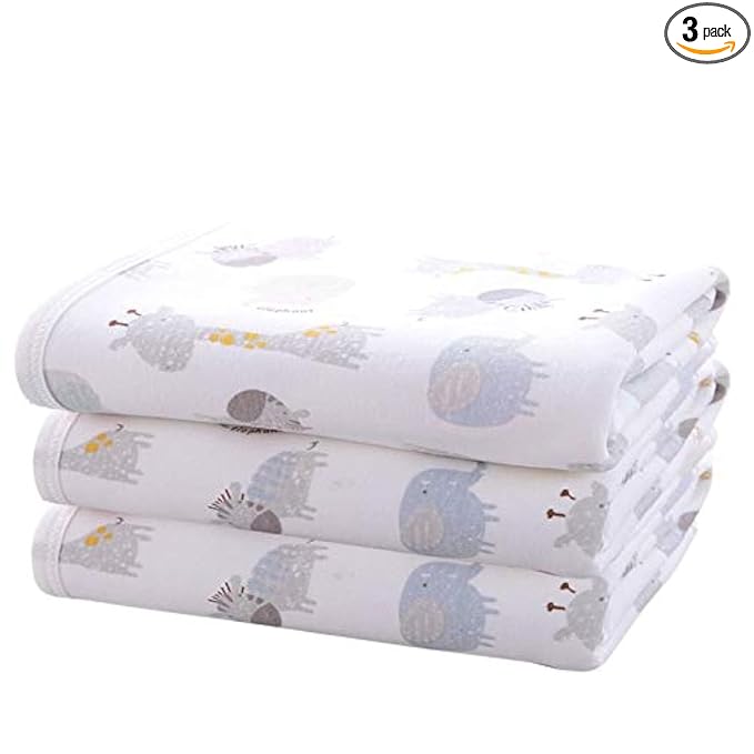 Baby Diaper Changing Pad Liners(22X27.5 inches) Soft Cotton Waterproof Changing Pad for Baby Underpads Mattress Mat Sheet Protector Portable Reusable Urine Mats for Travel Gear Pack of 3