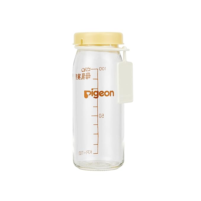 Pigeon Glass Bottle with Lid and Name Tag, 3.38 Oz (Not Including Nipple), Please Use It Under The Guidance of a Pediatrician