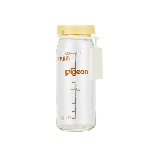 Pigeon Glass Bottle with Lid and Name Tag, 3.38 Oz (Not Including Nipple), Please Use It Under The Guidance of a Pediatrician
