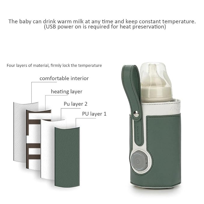 RiToEasysports Portable Bottle Warmer Bag, USB Heating Cover with 3 Temp Settings, Small Milk Warmer for Home, Office, and Travel