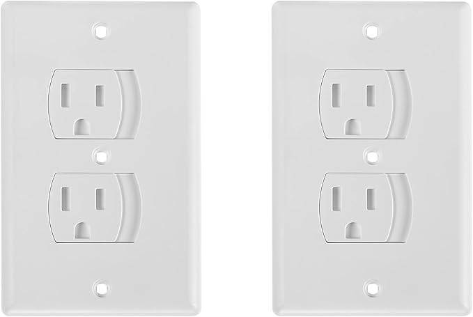 Bates- Self Closing Outlet Covers, 2.95" x 4.7", 2 Pack, White, Sliding Outlet Covers for Baby Proofing