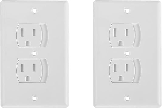 Bates- Self Closing Outlet Covers, 2.95" x 4.7", 2 Pack, White, Sliding Outlet Covers for Baby Proofing