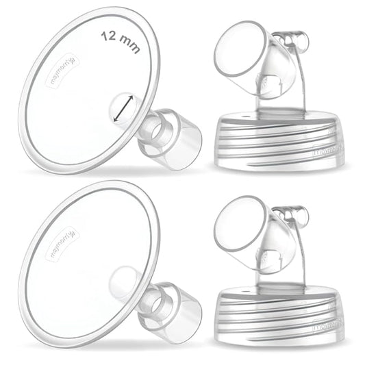 2X 12 mm Maymom Two-Piece Wide Neck Pump Parts for Spectra S1/S2 Pumps; Incl Wide Mouth Flanges; Not Original Spectra Flange