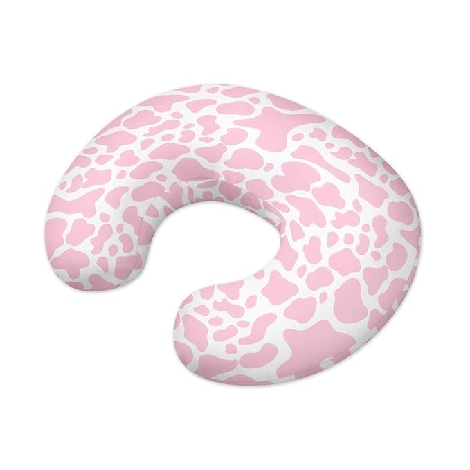 Pink Cow Nursing Pillow Cover for Bottle Feeding, Removable Breathable Nursing Pillow Case for Baby Boy Girl, Durable Breastfeeding Pillow Cover