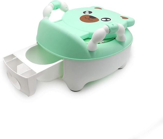XKMT- Baby Kids Portable Bear Grean Potty Training Seat Toddler Portable Lovely Toilet Seat Stool Chair [P/N: ET-BABY003-GREEN]