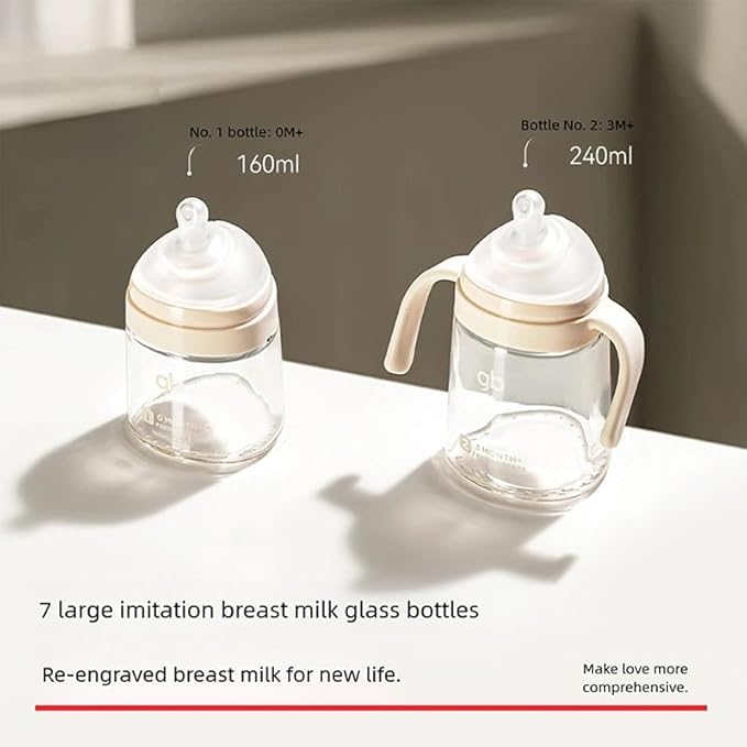 gb Feeding Series 1st Stage Baby Bottle 5.4oz 160ml PPSU BPA-Free, Anti-Colic, Soft Silicone, Ergonomic Handle, Easy to Clean, Ideal for Newborn Essentials & Breastfeeding, 0-3 Months