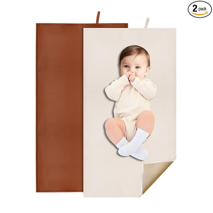 2 Pack Portable Baby Changing Mat, Soft and Easy to Wipe Diaper Changing Pad for Baby Travel or Home (67-07)