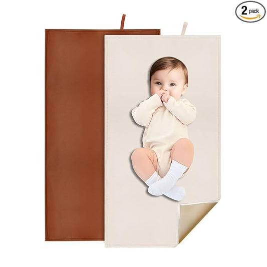 2 Pack Portable Baby Changing Mat, Soft and Easy to Wipe Diaper Changing Pad for Baby Travel or Home (67-07)