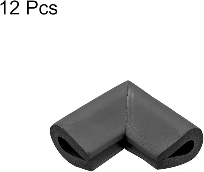 uxcell Corner Guards Edge Protectors, 12Pack U Foam Safety Bumper W Self-Adhesive Tape Furniture Corner Table Edge Guard, 2.16"x1.38"x0.315", Black