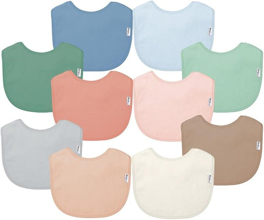 green sprouts Stay-dry Baby Bibs (10 pack) Waterproof protection, Adjustable hook-&-loop closure, Machine washable