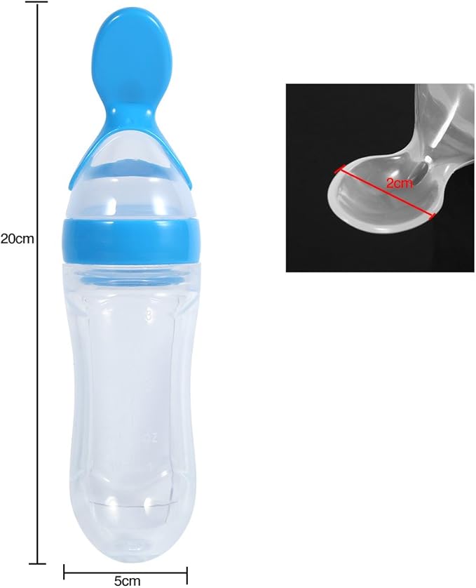 Silicone Spoon Bottle 90ml, 'S Food Supplement Bottle Rice Cereal Spoon for Semifluid Foods Bottle Feeder(yellow)