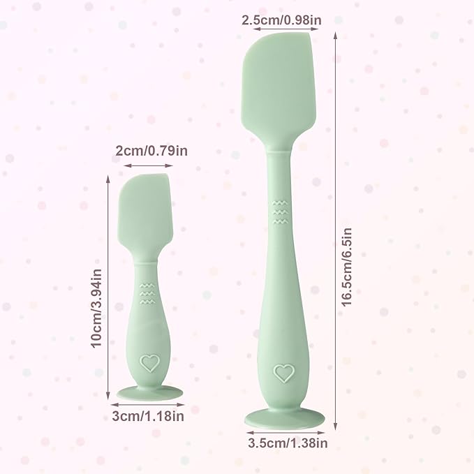 2pcs Baby Diaper Cream Spatula with Travel Case, 2 Sizes Soft Flexible Silicone Butt Paste Applicator Baby Diaper Rash Cream Spatula Bum Brush for Newborn(Green)