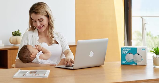 Paruu P10 Old Version Hands-Free Breast Pump Wearable, 338mmHg Strong Suction, Low Noise, 4 Modes & 9 Levels, Electric Breast Pump Portable, Smart Display, 19/21/24/28mm Insert/Flange, 2 Pack (White)