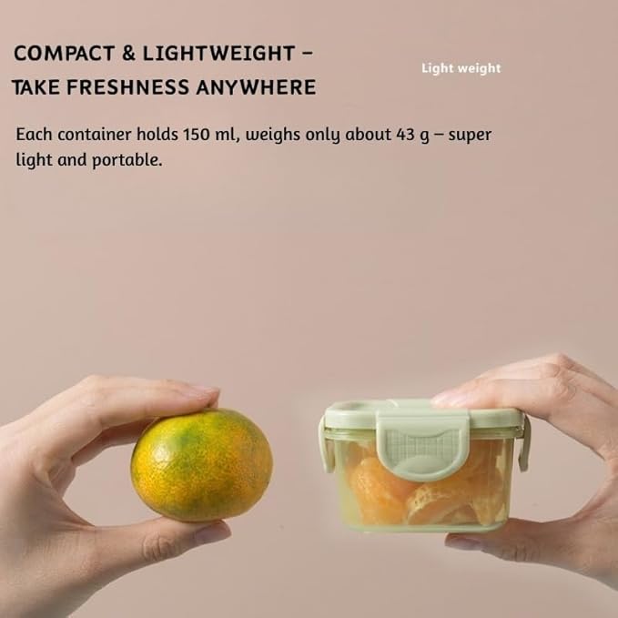 150 ml Food Storage Containers – BPA-Free Thickened PP, 4-Latch Airtight Lid, Freezer/Microwave/Dishwasher Friendly (Clear)