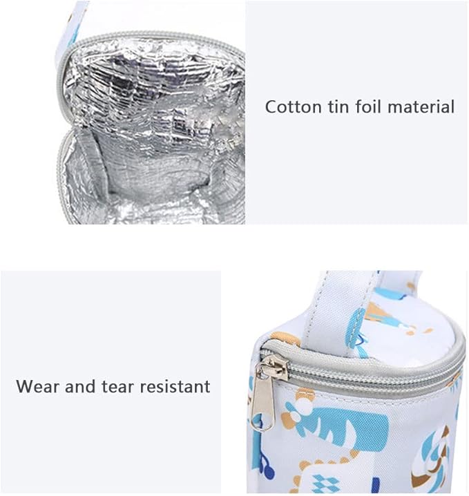 Thermal Insulated Bottle Bag for Newborn Toddler Baby Bottle Insulation Bag Hangable Cartoon Breastmilk Storage Tote Portable Milk Bottle Holder for Travel Outdoor