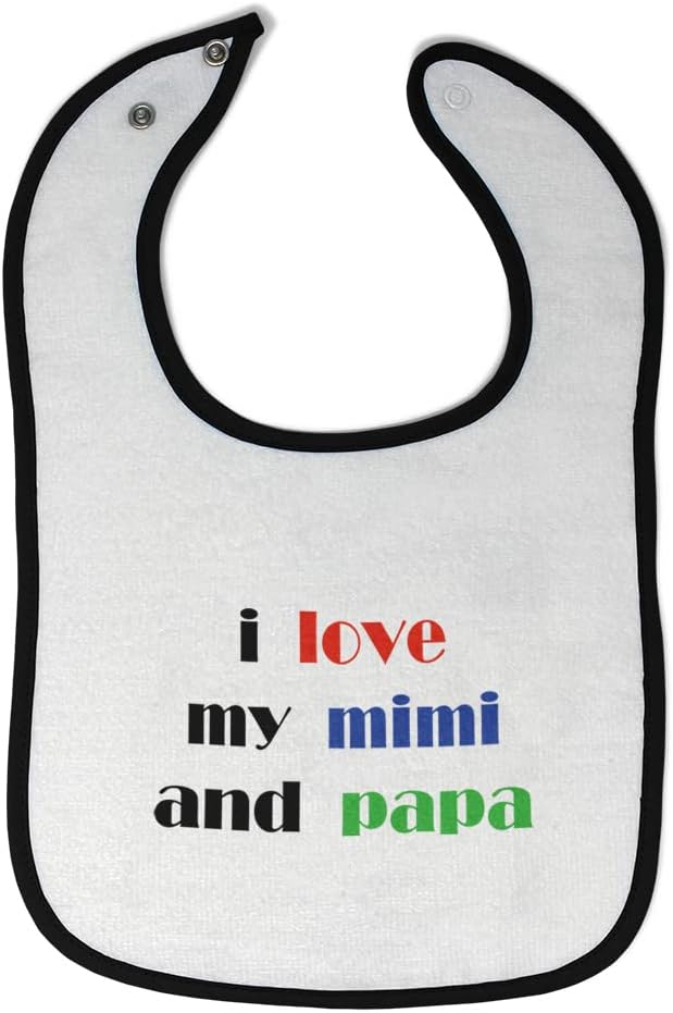 Toddler & Baby Bibs Burp Cloths Grandparents I Love My Mimi and Papa Grandparents Cotton Baby Items for Baby Girl & Boy White Black Design Only