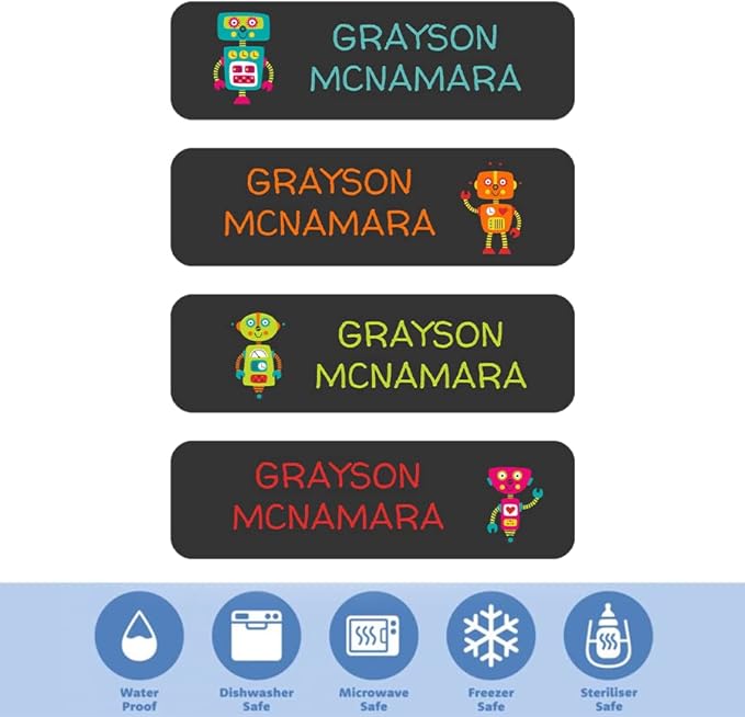 128 Monster Trucks Custom Kid Name Label for Daycare, Waterproof Dishwasher Safe, Personalized Name Sticker for Camp, School Supply, Baby Bottle, Lunch Boxes, Water Bottle, Cups(Pattern 4)