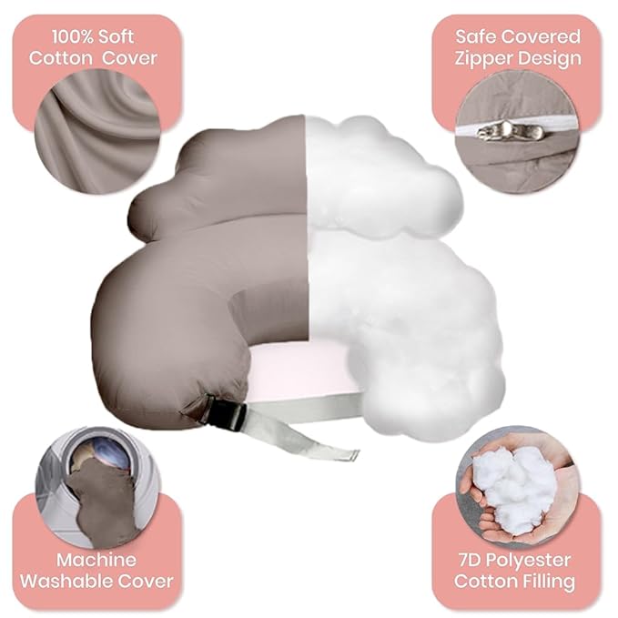 PILLANI Nursing Pillow, Breastfeeding Pillows for Enhanced Safety & Comfort for Mom & Baby, Removable Cotton Cover, Adjustable Waist Strap, Breastfeeding Essentials, Baby Registry Search