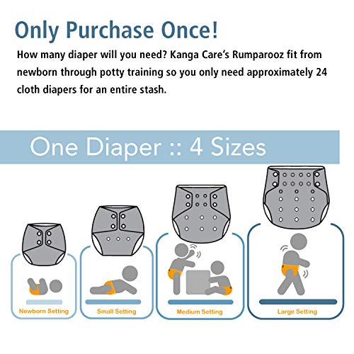 Kanga Care Rumparooz Cloth Diaper Reusable One Size Pocket Diaper with patented Inner Double Gusset 2 pcs Microfiber Insert Soaker (6-40+ lbs) - Sweet