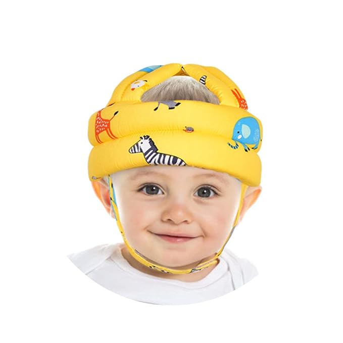 Baby Adjustable Helmet, Lightweight and Soft, Great for Baby Learning to Walk and Crawl. Zoo,Yellow