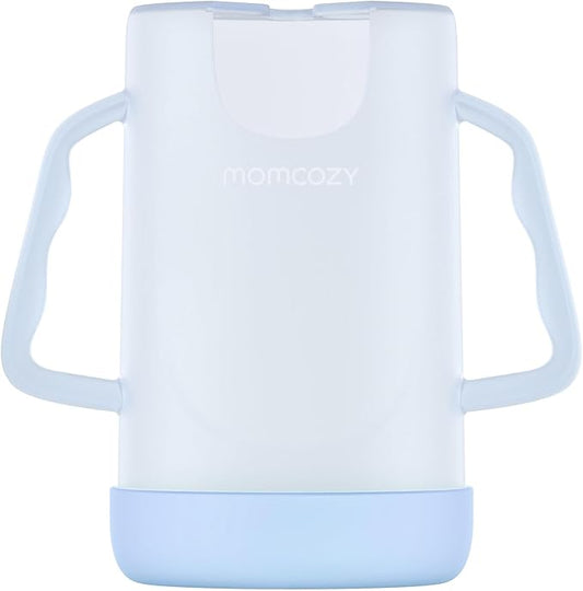 Momcozy Baby Pouch Holder No Squeeze, Baby Food & Juice Box Holder, Mess-Free, Easy Grip for Self-Feeding, BPA-Free & DEHP-Free, Must-Have for Babies, Blue