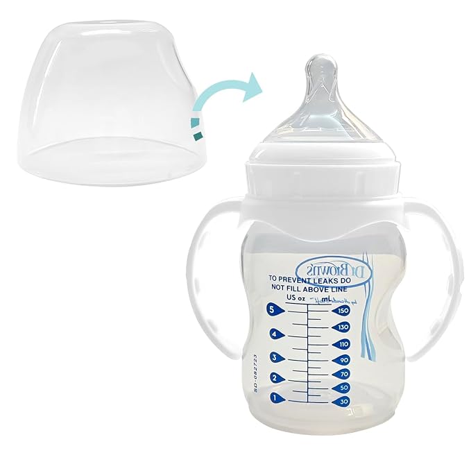 Dome Cap and Handle Compatible with Dr. Brown's Options+ Wide-Neck Baby Bottles, Baby Bottle Lids Replacement, Leak-Proof, BPA-Free